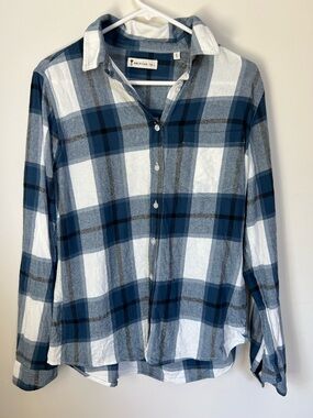 American Tall Blue & White Plaid Button-Down Shirt